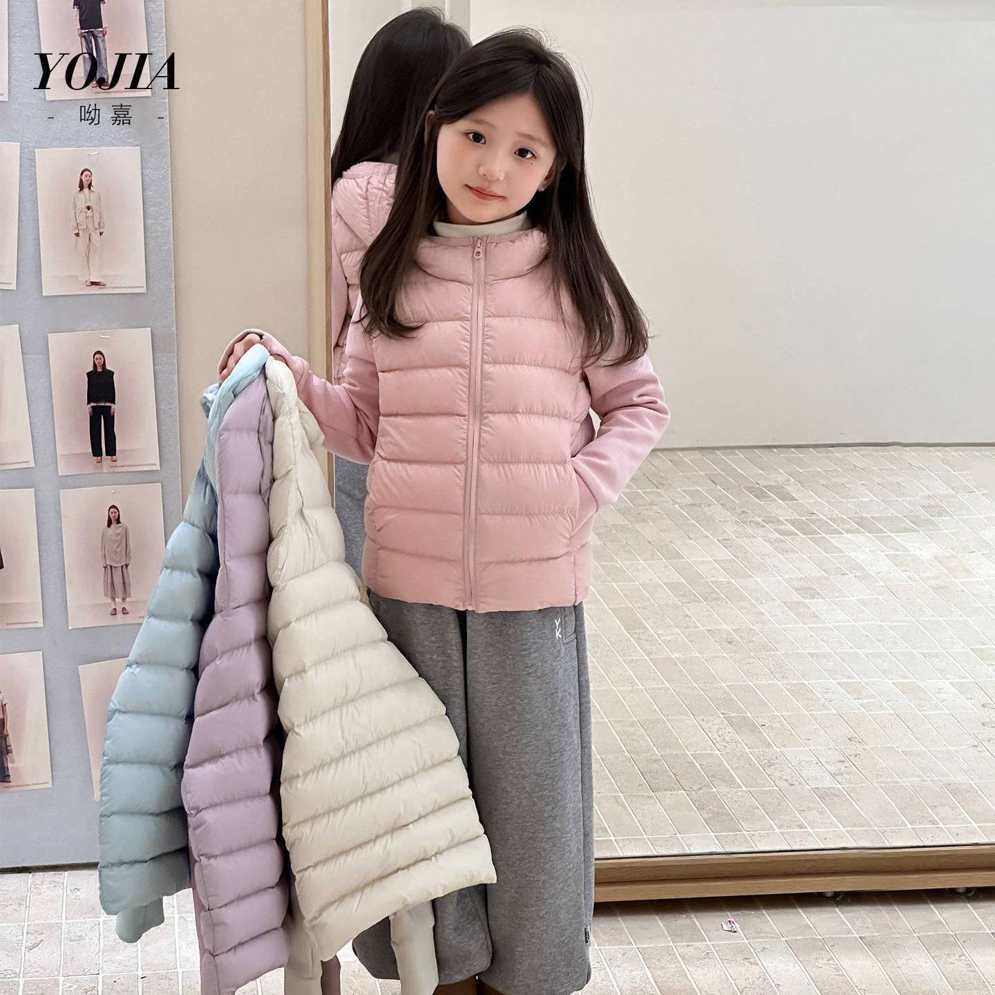 YOJIA童装女童羽绒服外套冬装2025新款学生保暖内搭儿童校服神器