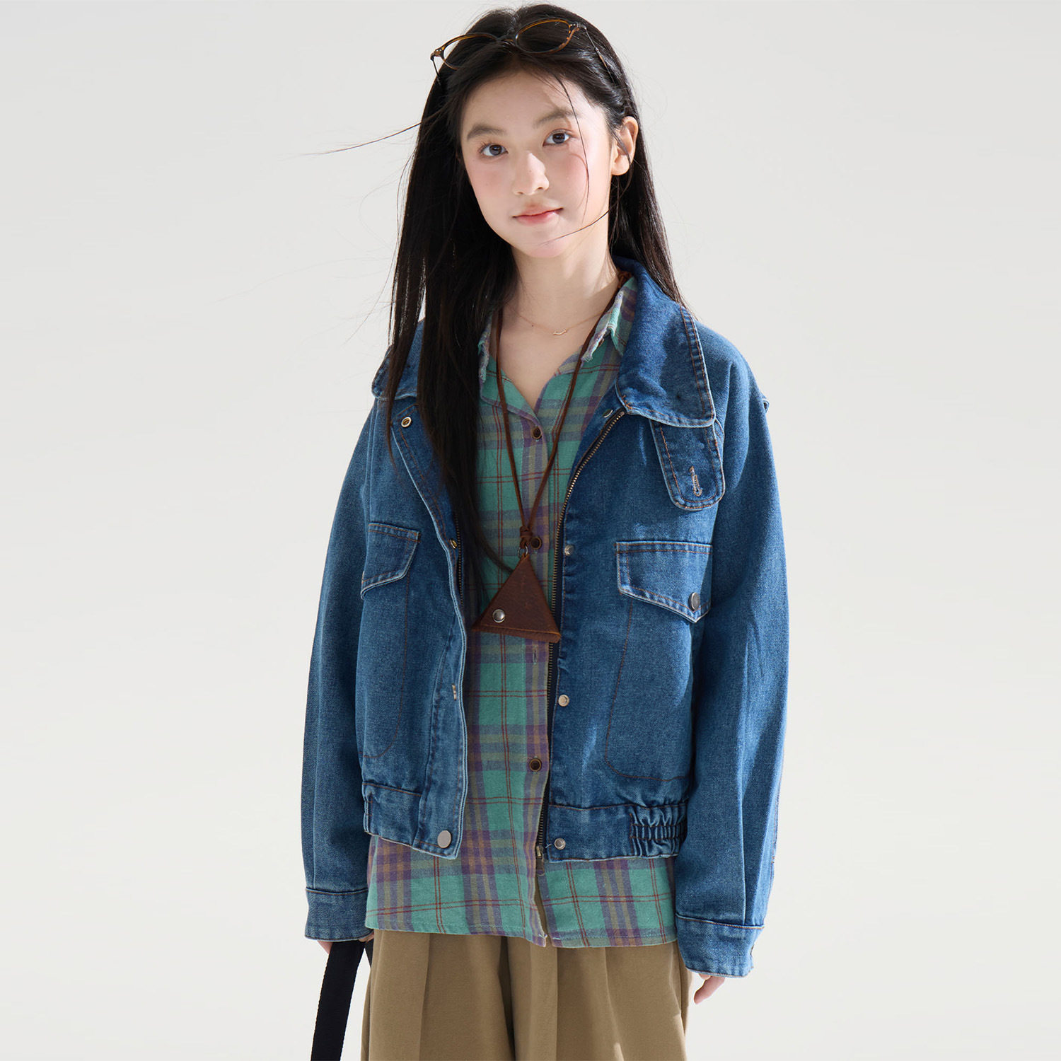 女童翻领复古水洗牛仔外套2026秋装新款儿童设计感夹克洋气上衣潮