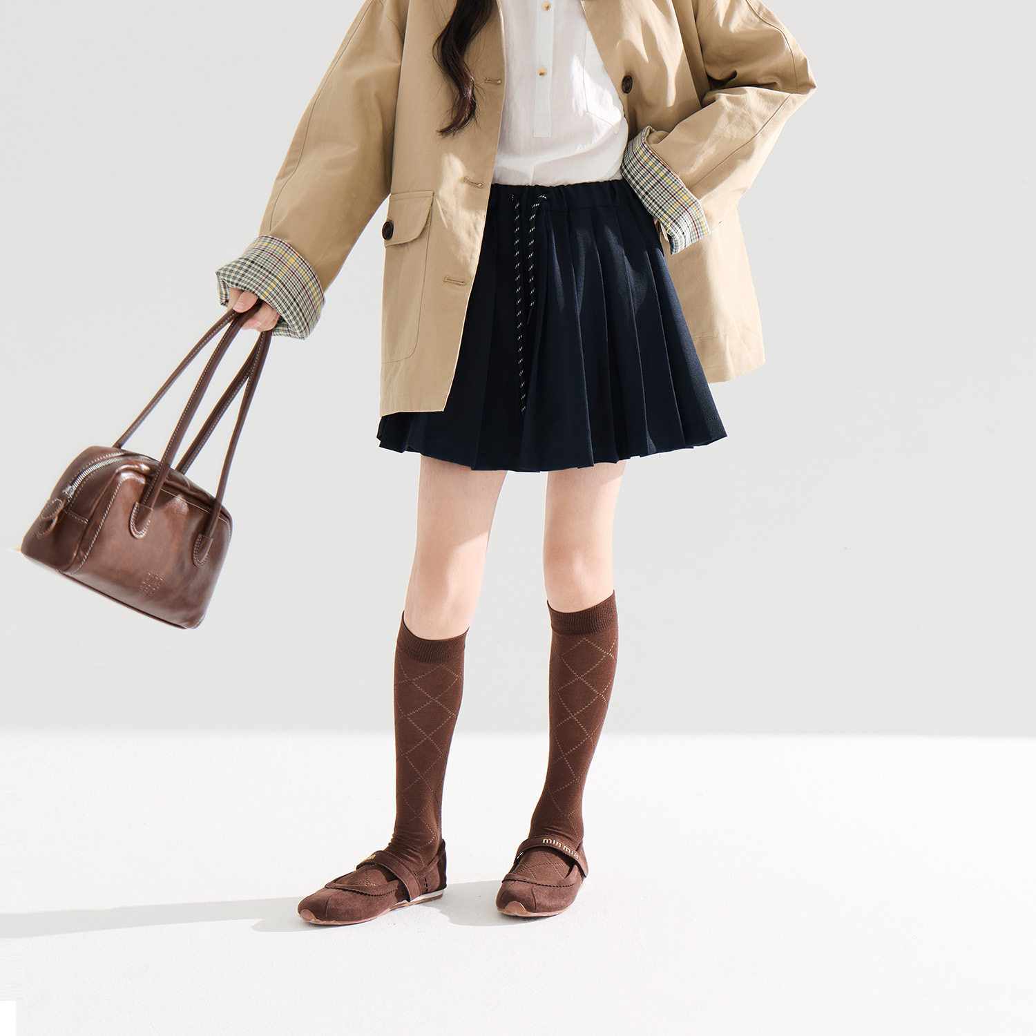 女童学院风基础百褶裙2026秋装新款儿童洋气百搭A字高级半身裙潮