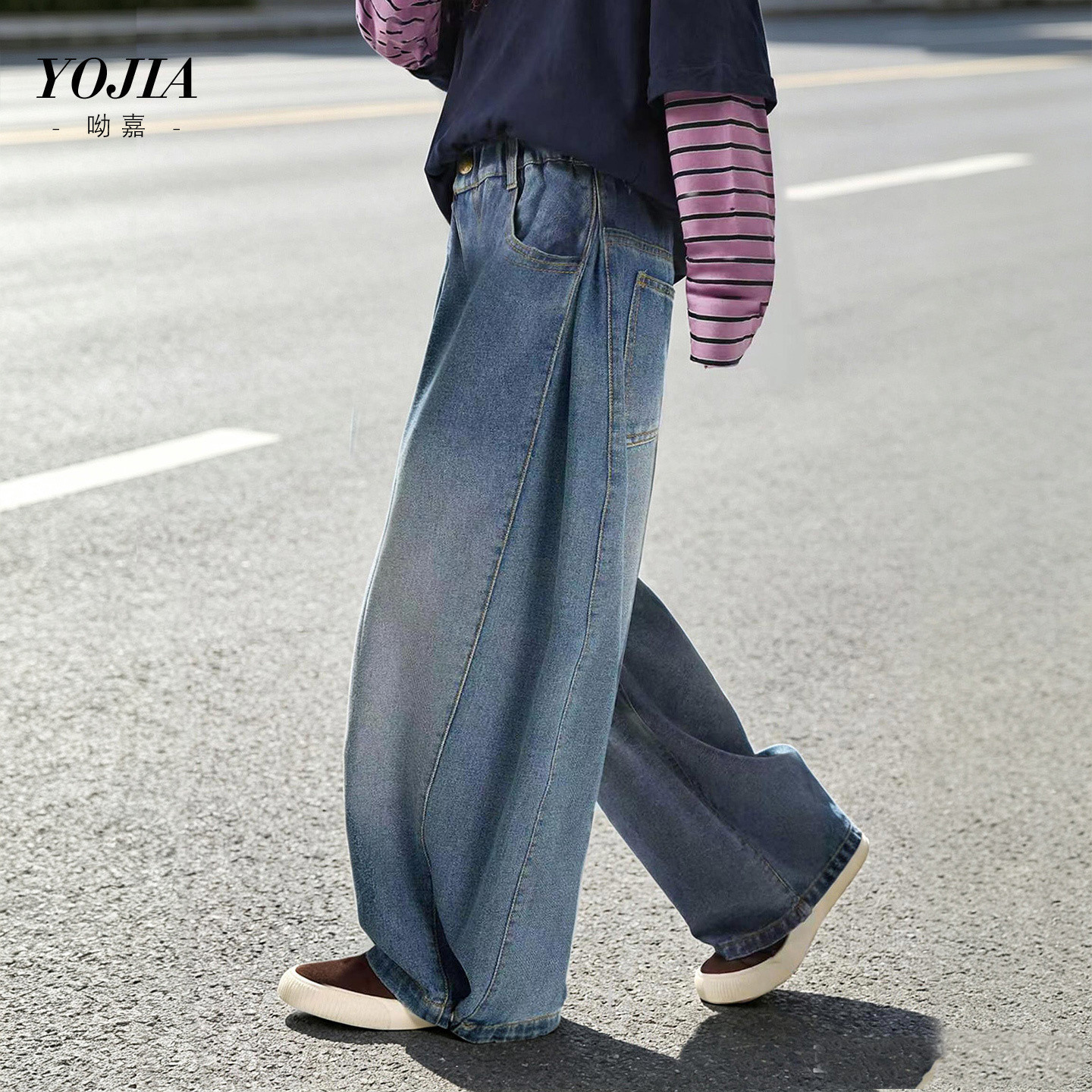 呦嘉女童牛仔裤秋季2026新款洋气宽松童装女孩长裤儿童裤子秋装