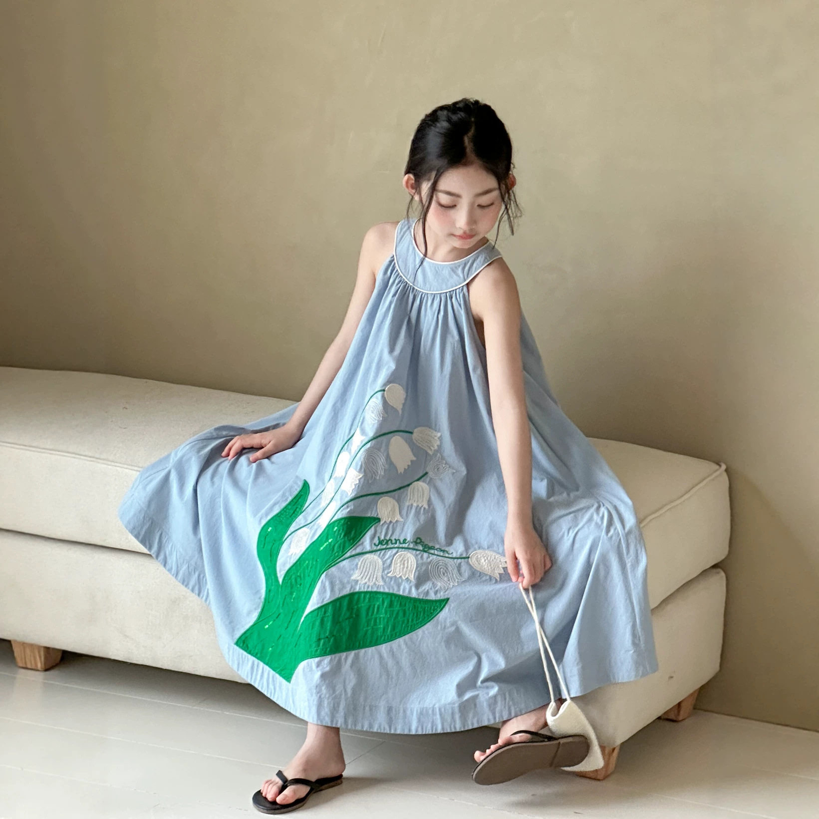 小红鱼女童无袖连衣裙夏装2026新款亲子装夏季背心裙韩国童装裙子