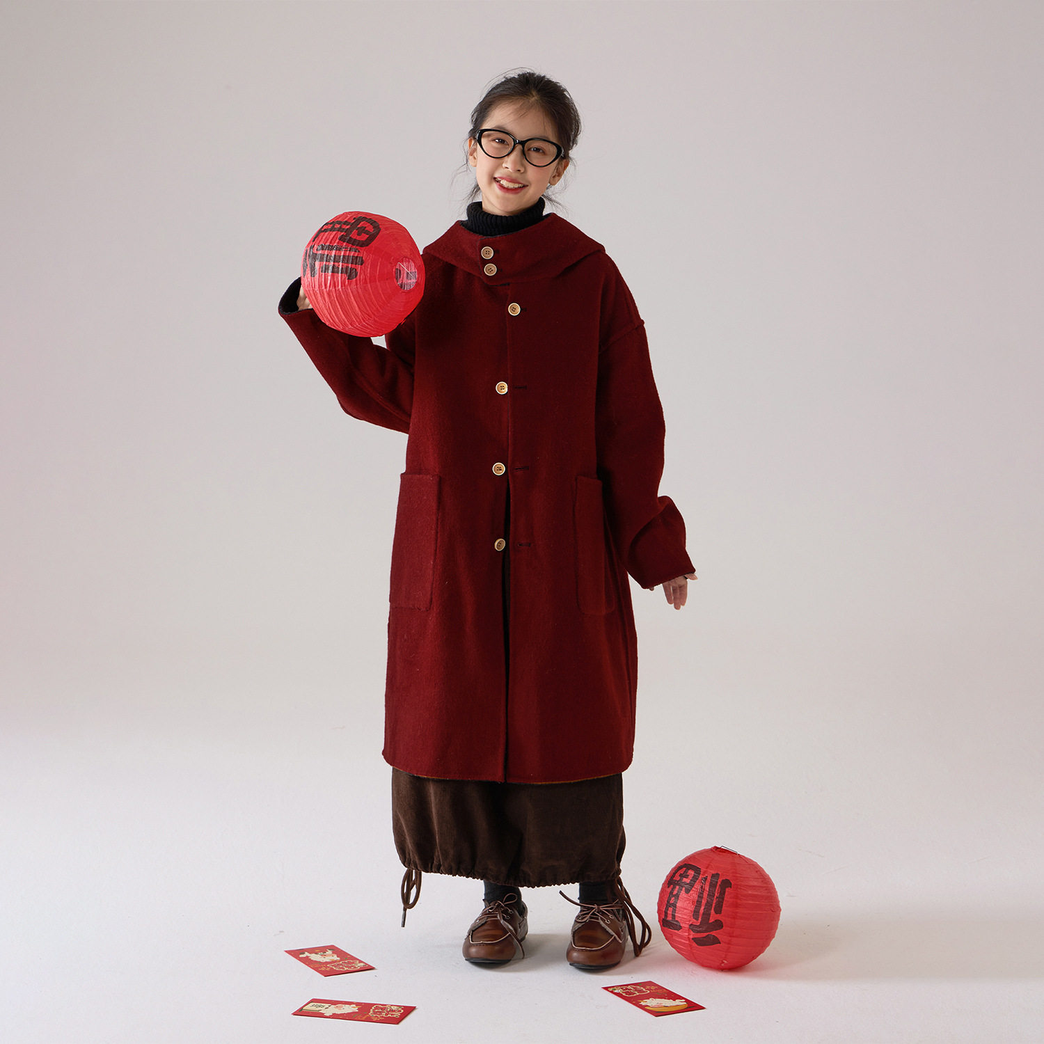女童双面穿毛呢大衣2025冬装新款儿童中长款保暖加厚连帽呢子外套
