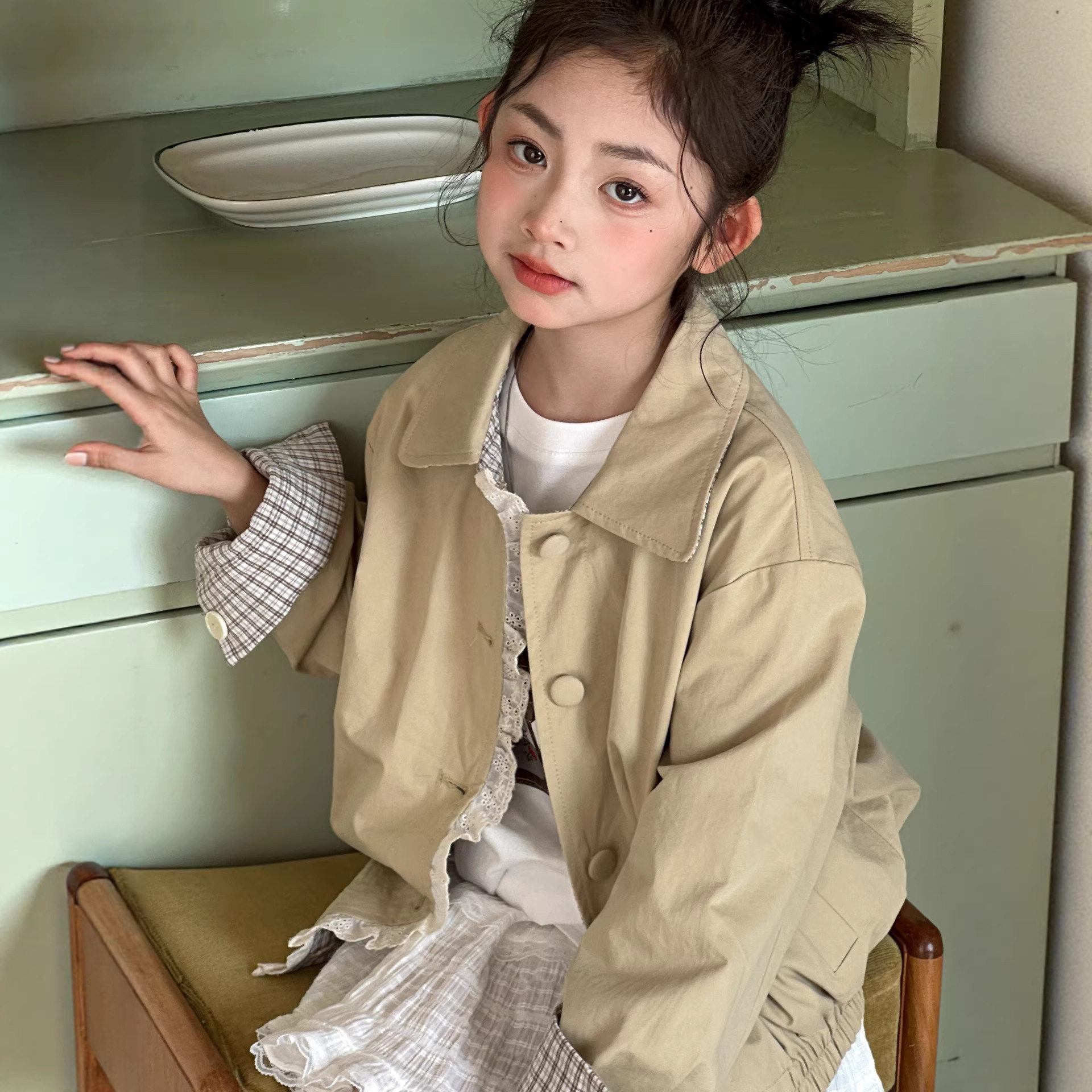 小红鱼女童外套春秋款2026新款春装两面穿夹克上衣韩国童装亲子装