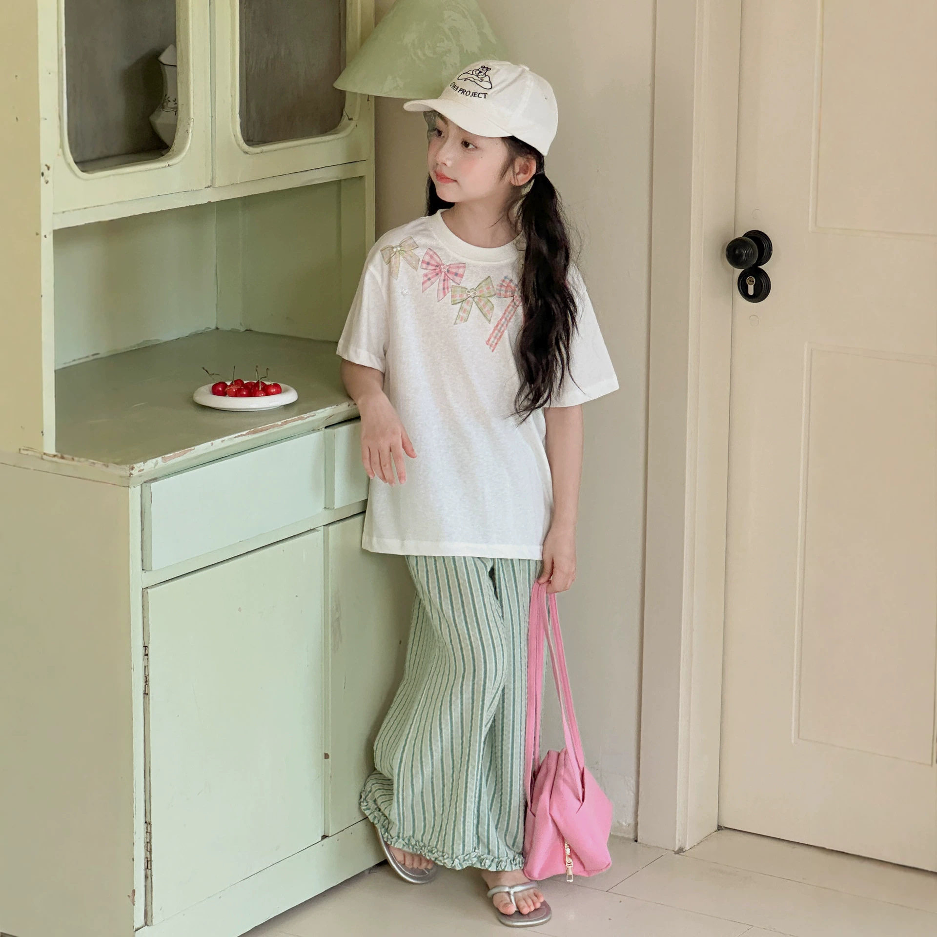 小红鱼女童短袖T恤夏季薄款2026新款儿童夏装白色上衣亲子装百搭