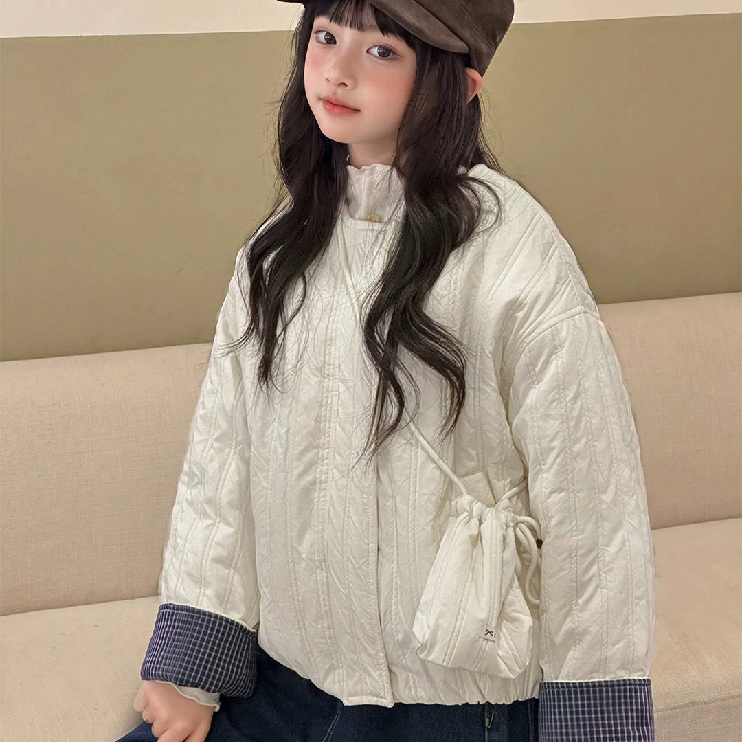 小红鱼夹棉外套秋冬款2026新款女童冬季加厚棉服初中生亲子装棉衣
