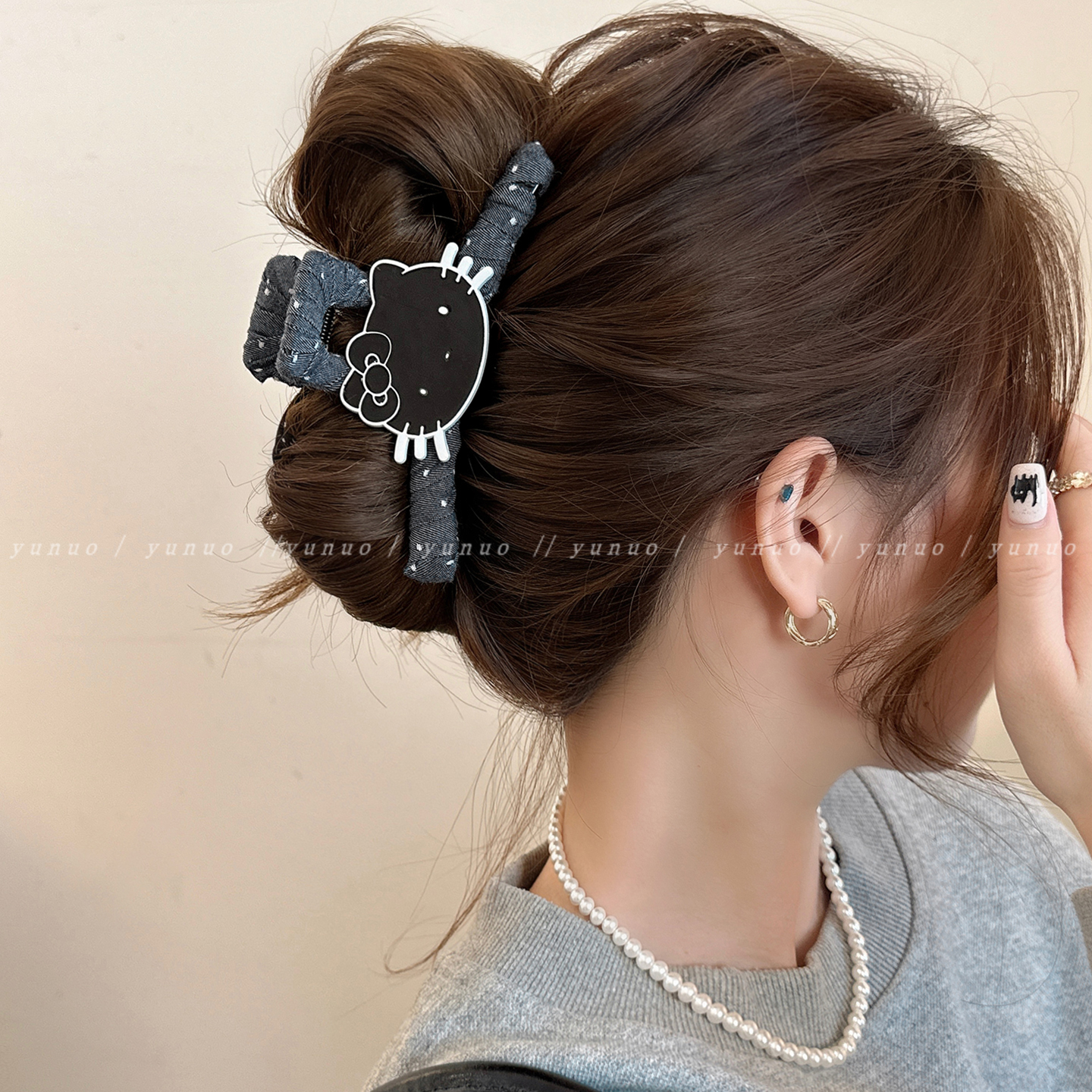 小众设计款可爱kt猫抓夹女高级感