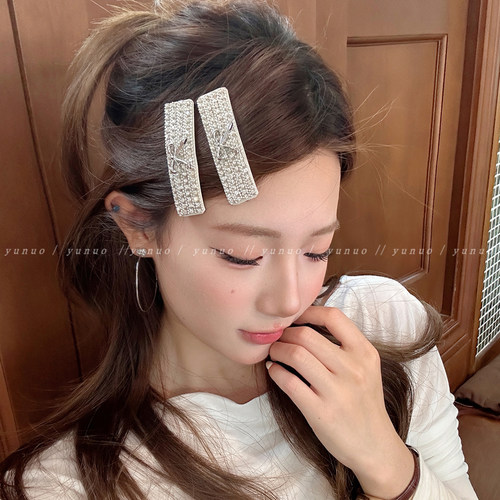 韩系简约银色蝴蝶结发夹女刘海夹