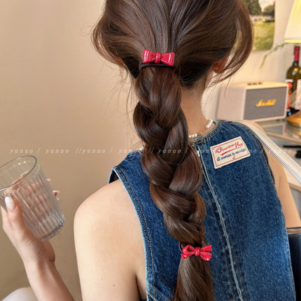 韩系醋酸蝴蝶结2件套橡皮筋女扎头发绳2025新款高弹耐用春夏发绳