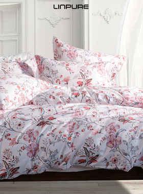 蓝铂长绒棉80支高支密印花床品套件四件套梦里的童话