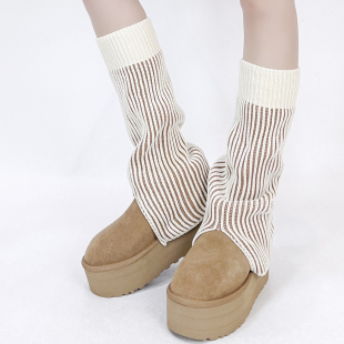 显瘦显腿直堆堆长袜ins 抽条开叉款 韩国东大门秋冬新款 袜套女个性