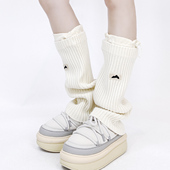 袜套女个性 韩版 秋冬新款 刺绣抽绳防掉筒显瘦显腿直堆堆长袜ins潮