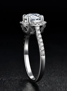 戒指经典送礼时尚气质一件韩版情侣开口莫桑石女钻戒方包婚戒