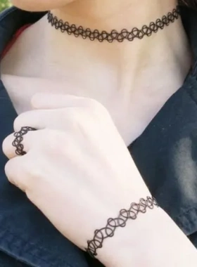 镂空项链精致鱼线手链项圈纹身百搭编织混搭弹力戒指饰欧美