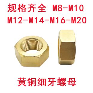 铜细牙螺母黄铜六角螺母细牙螺母GB52铜细牙螺帽 M8M10M12M16M20