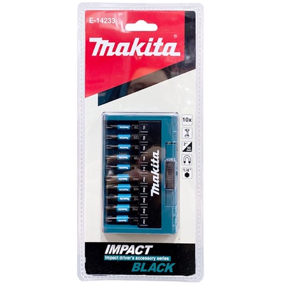 牧田E-14233 黑色批头套装电动螺丝刀内六角十字起子头10支