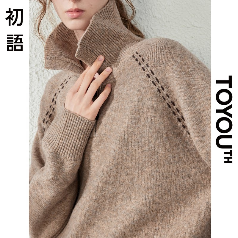 「New! 新品尝鲜」初语TOYOUTH牛角扣polo领毛衣针织衫宽松上衣