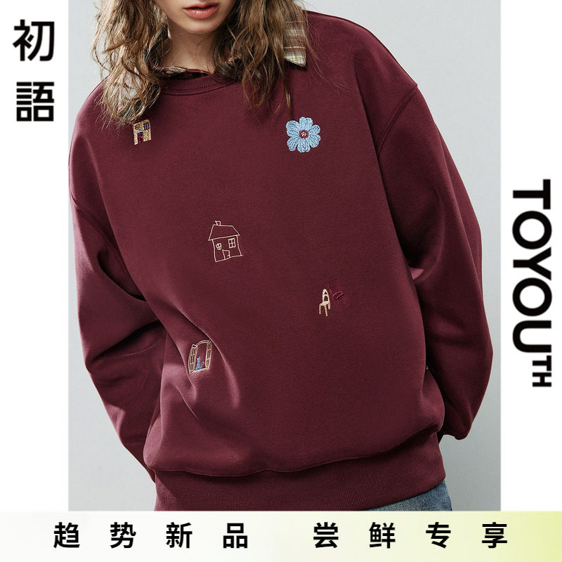 「New! 新品尝鲜」初语TOYOUTH精致小清新印花穿搭圆领长袖卫衣