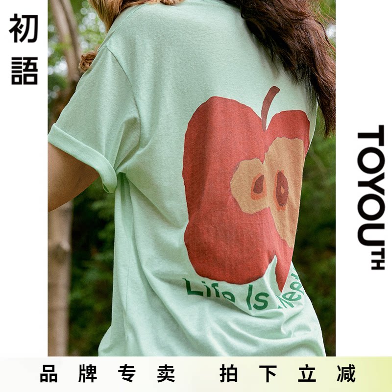 「Sale! 限时直降」初语TOYOUTH撞色圆领短袖T恤复古休闲半袖上衣