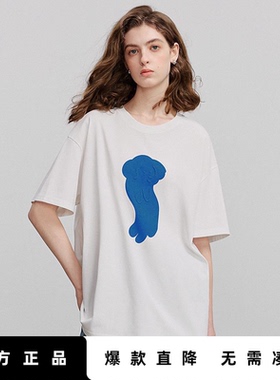 初语白色t恤短袖女宽松2025新款圆领半袖夏季小众设计感正肩上衣