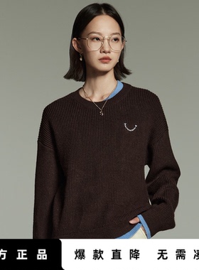 「Hot! 爆款直降」初语TOYOUTH假两件圆领针织衫宽松显瘦毛衣上衣