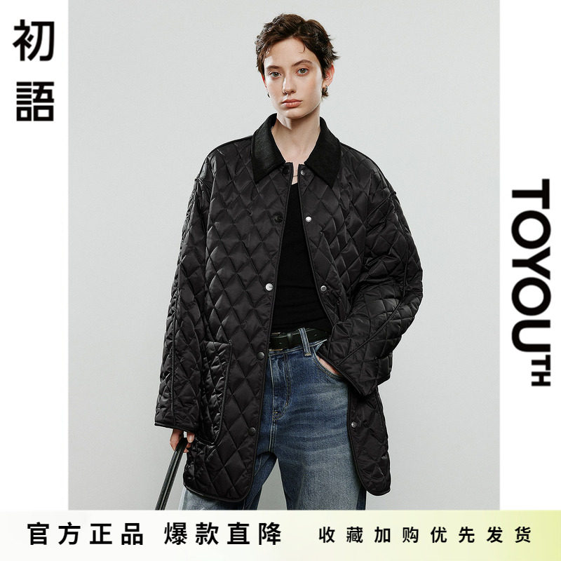 「Hot! 爆款直降」初语TOYOUTH宽松复古菱格工装大口袋棉衣外套