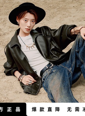「Hot! 爆款直降」初语TOYOUTH复古中性机车皮衣外套黑色夹克上衣