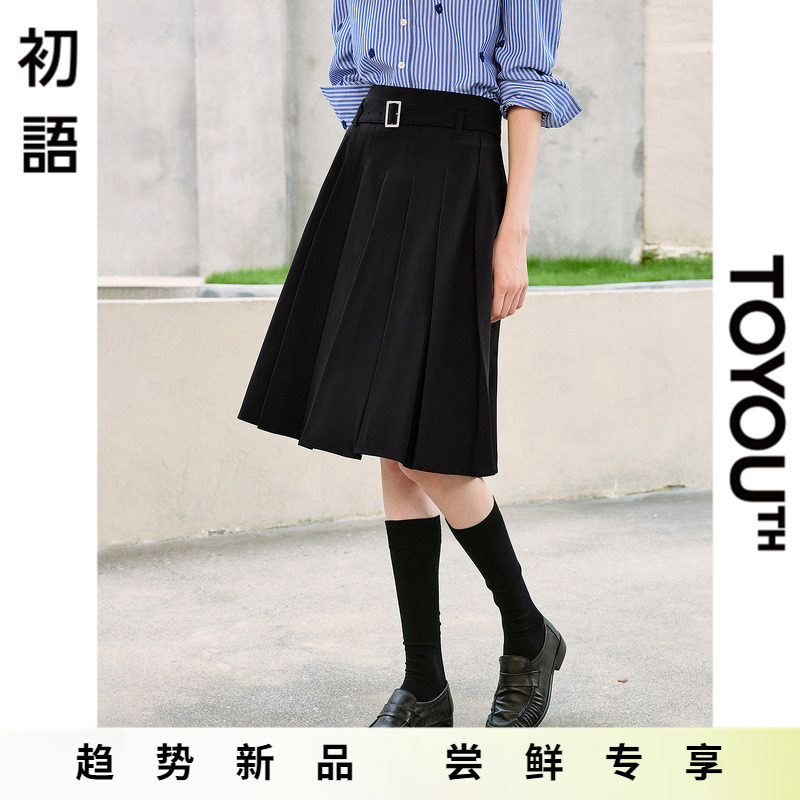 「New! 新品尝鲜」初语TOYOUTH学院风百褶裙含腰带半身裙中裙