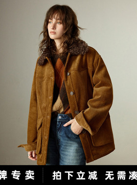 「New! 新品尝鲜」初语TOYOUTH羊羔毛工装翻领外套秋冬宽松棉服