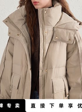 「New! 新品尝鲜」初语TOYOUTH宽松连帽羽绒服女中长款保暖外套