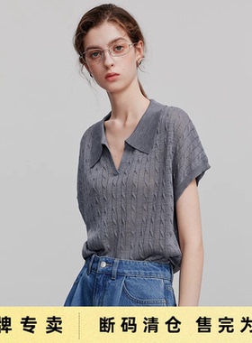 「Sale! 清仓特卖」初语TOYOUTHPOLO领灰色针织衫上衣 S码