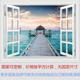 自带背胶定做壁画墙纸电视背景墙壁纸墙贴玻璃镜子自粘背胶PVC