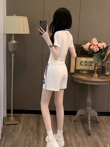 Хлопковый спортивный костюм, модные шорты, комплект, подходит для подростков, короткий рукав