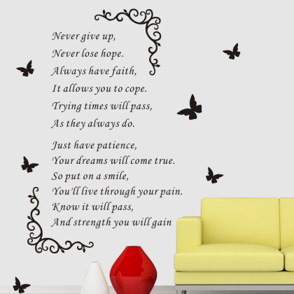 英文墙贴永不放弃 never give up 励志名言墙贴纸 英语教室布置