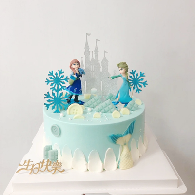 冰雪姐妹安娜爱莎城堡蛋糕装饰