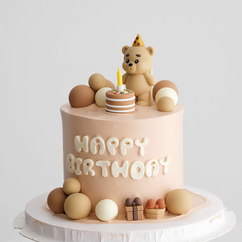 ins风帽子帽吹蜡烛熊蛋糕装饰