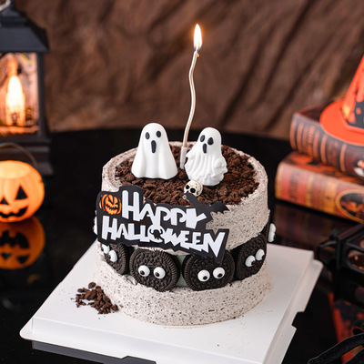 2025万圣节幽灵蛋糕装饰摆件骷髅搞怪插件万圣节快乐亚克力插牌