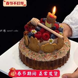 网红米菲兔饼干蜂蜜棒蛋糕装饰摆件可爱miffy米菲小兔子甜品插件