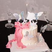 38女神节唯美幻彩蝴蝶蛋糕装 扮插牌 饰背影女神亚克力插件女王节装