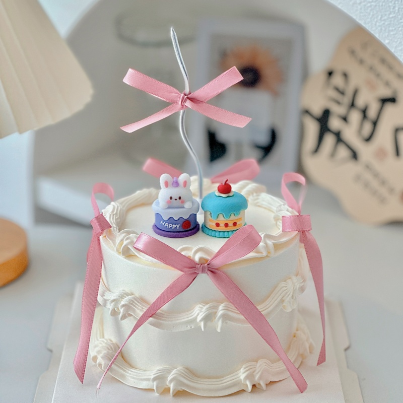 ins迷你小蛋糕装饰摆件软胶兔子