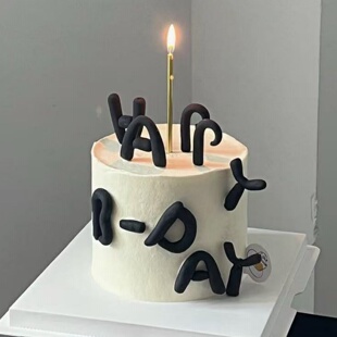 儿童生日蛋糕装饰软胶黑色happybirthday字母蜡烛烘焙装扮插件