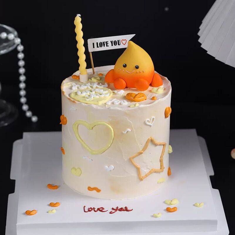 网红火花蛋糕装饰摆件续火花软陶小火苗情人节情侣念日love插件