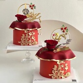 铁艺祥云龙囍蛋糕装 饰摆件凤凰吾家有喜订婚结婚喜字甜品台插件