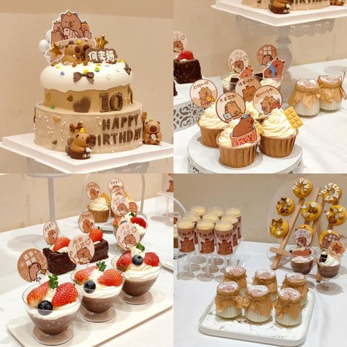 卡皮巴拉贴纸卡片儿童生日甜品台