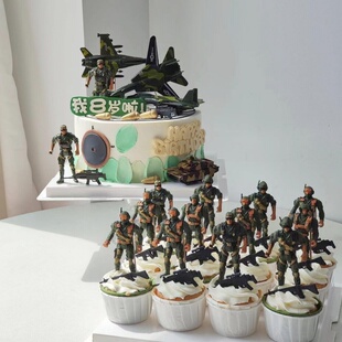 特种兵主题蛋糕装饰摆件战机坦克兵哥哥儿童男孩生日装扮插件配件