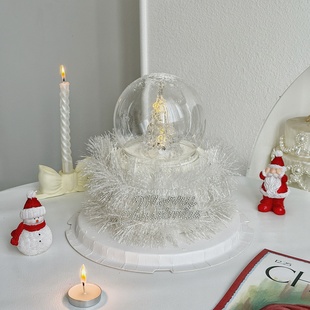 抱抱酱同款发光圣诞树塑料水晶球蛋糕蛋糕装饰配件甜品烘焙摆件