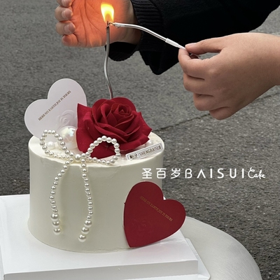 2.14情人节珍珠蝴蝶结花束蛋糕