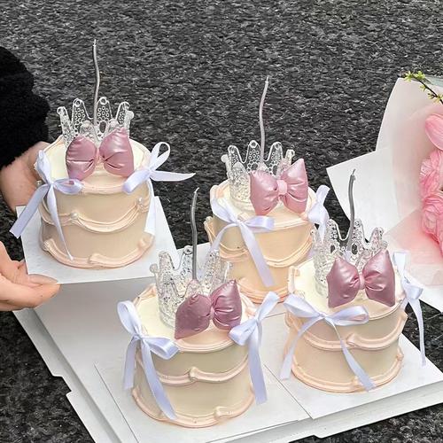 3.8女神节水晶皇冠蛋糕装饰摆件