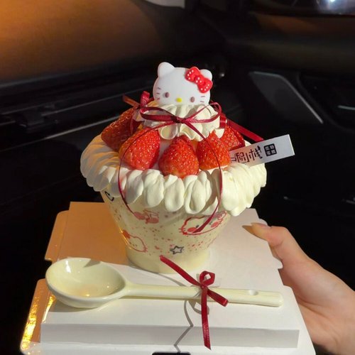 2026圣诞节新年卡通kt猫陶瓷碗蛋糕装饰hellokitty草莓碗甜品碗
