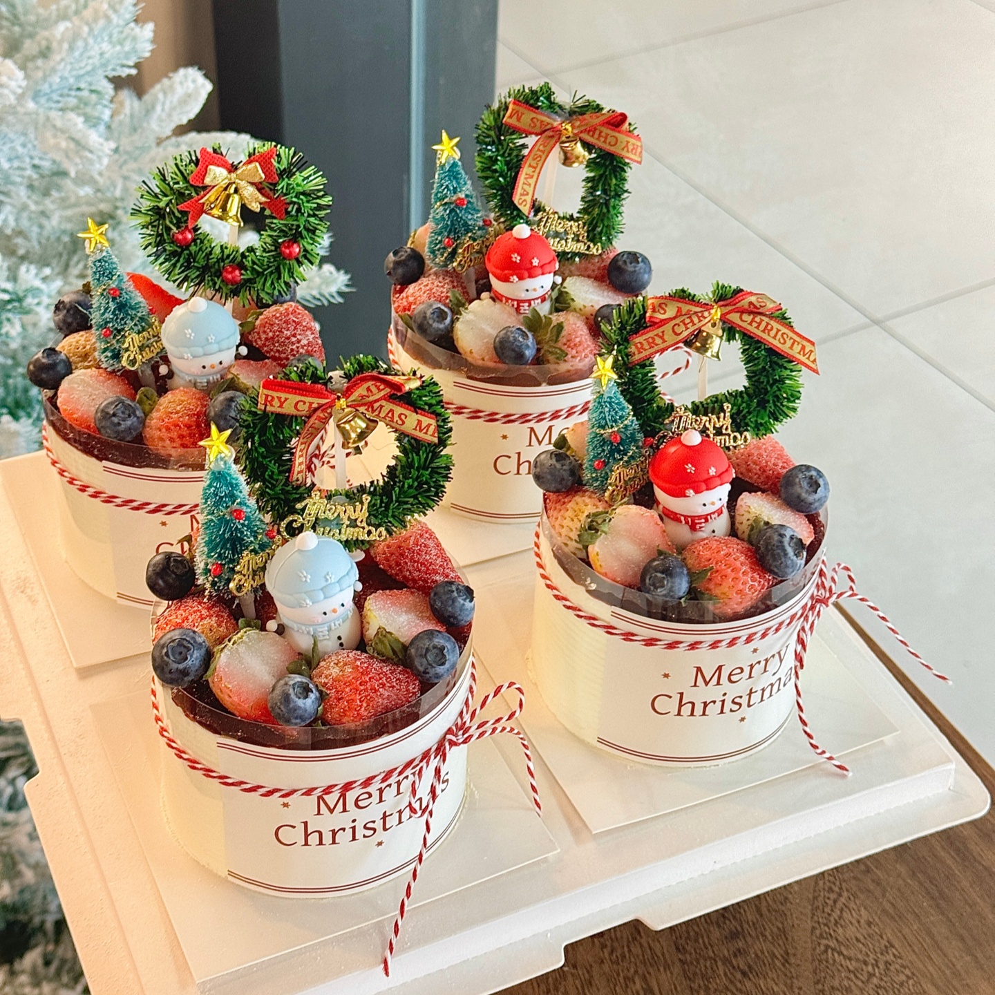 圣诞节蛋糕装饰圣诞快乐贴纸老人雪人摆件蝴蝶结草圈圣诞树插件