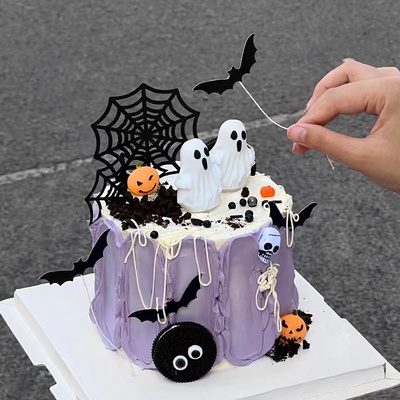 髅头幽灵摆件蝙蝠蜘蛛网节日